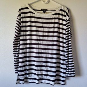 White House Black Market (Medium White with black strips long sleeve top)